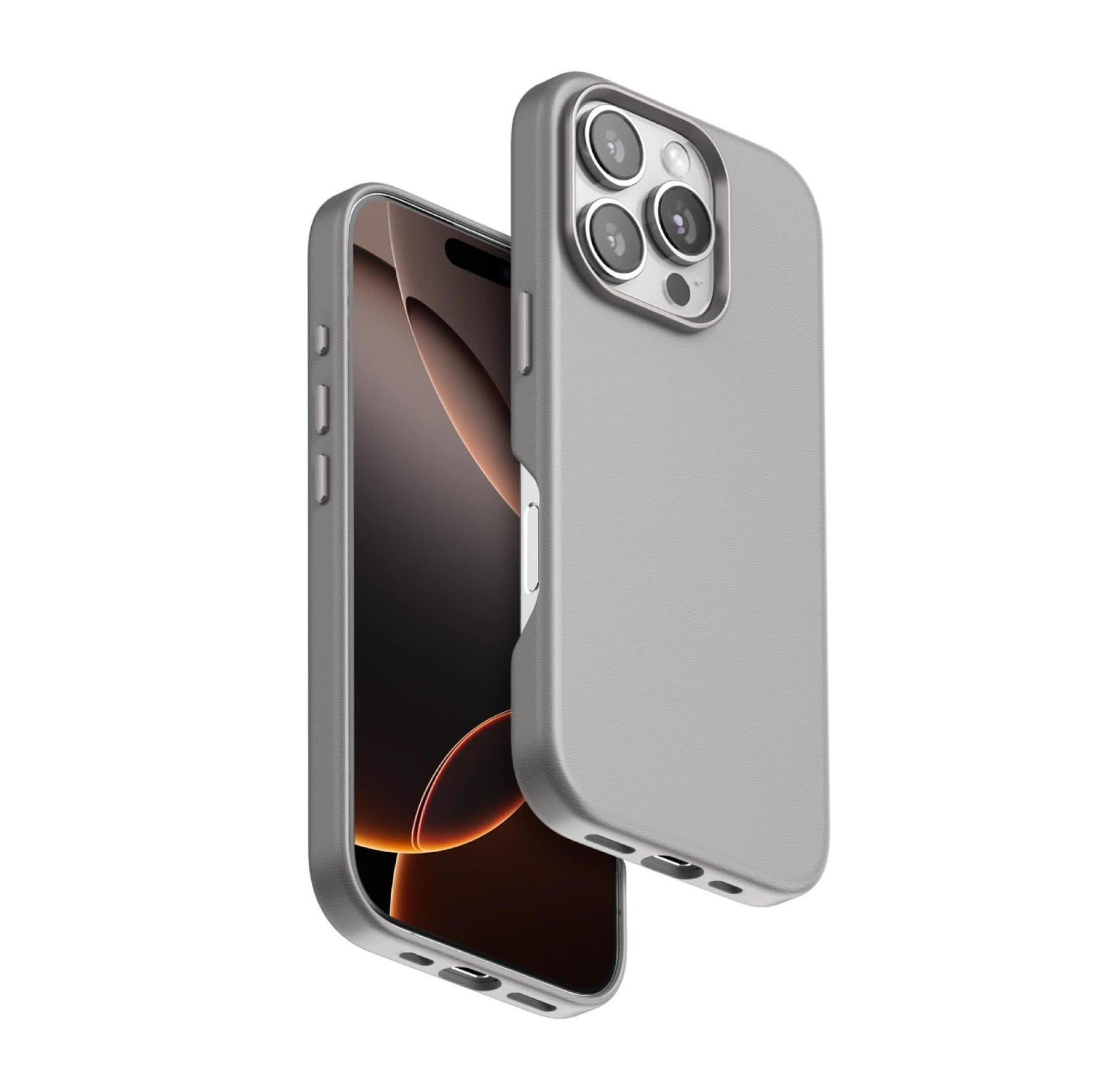 iPhone 16 Leather Case, 100% Genuine Leather Cover with Magsafe - Grey